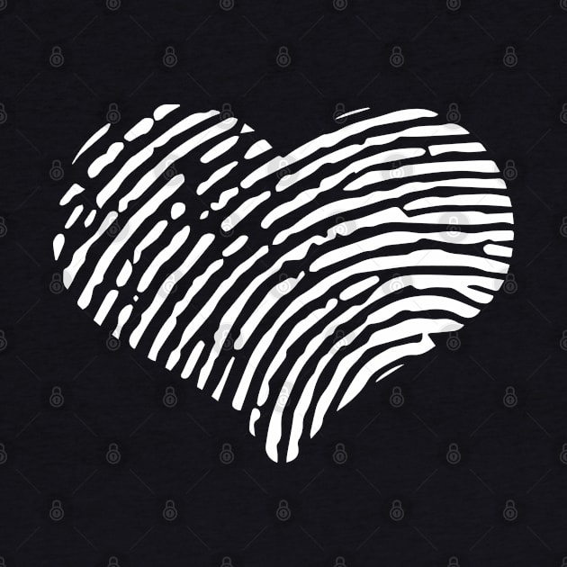 Heart Fingerprint White Love by Shirtbubble